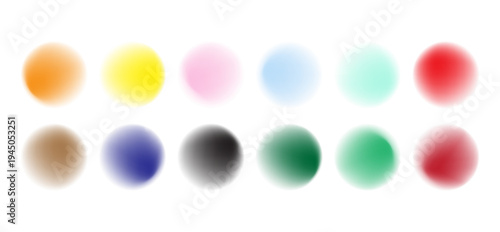 PrintSet color circle gradient noise gradation. Abstract colorful watercolor blur mesh on isolated transparent background. Circle shape png.