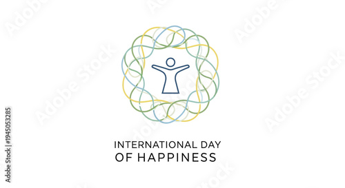 Vector illustration design celebrating International Day of Happiness with a joyful concept and positivity for a global happiness awareness campaign on a white background.