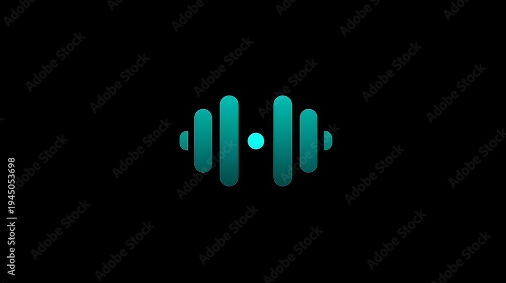 Obraz premium A modern, minimalist audio wave logo design featuring teal tones against a black background, representing sound and creativity.