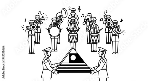 Military Band Performance with Flag Ceremony