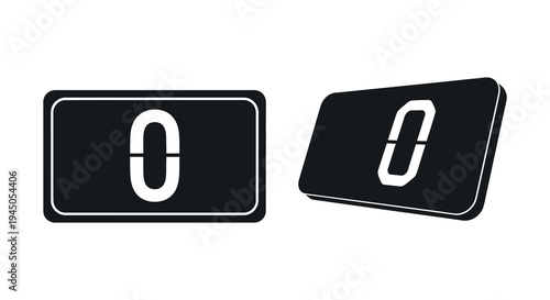Two digital displays showing the number zero presented as a striking black silhouette high quality professional