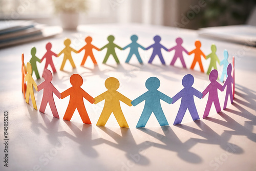 Paper People Chain Forming Circle Community Connection Concept