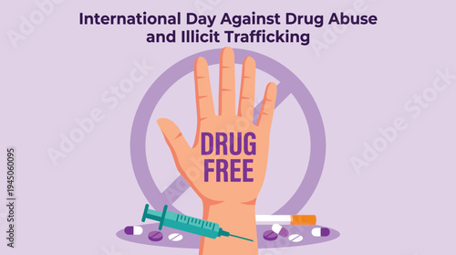 Vector Poster for International Day Against Drug Abuse and Illicit Trafficking Awareness Campaign