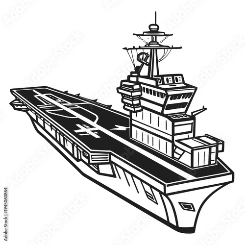 Aircraft carrier with a fighter jet on deck ship military