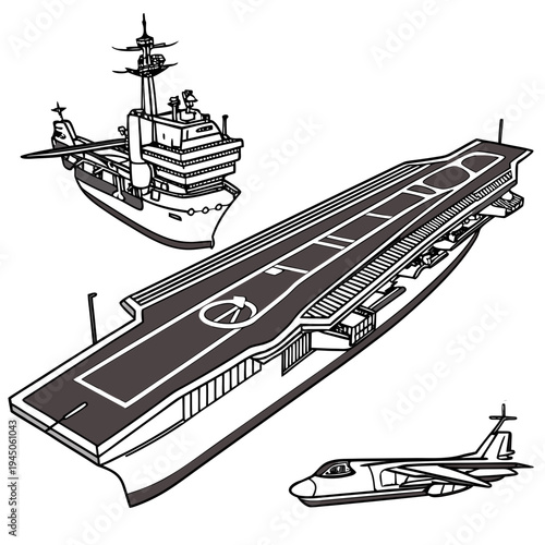 Aircraft carrier and naval vessels warship military