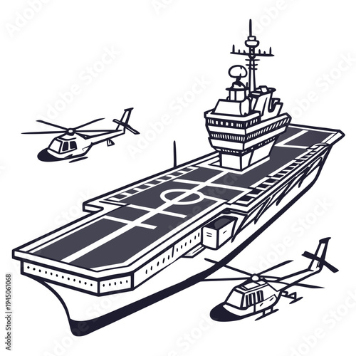 Aircraft Carrier with Helicopters ship military navy