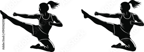 Kayak Silhouette Set Featuring Male and Female Paddlers in Various Rowing Poses for Outdoor Water Sports Adventure Summer Recreation and Illustration