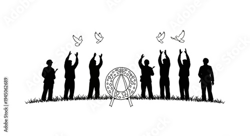 Soldiers Release Doves Over Wreath, Symbolizing Peace and Remembrance