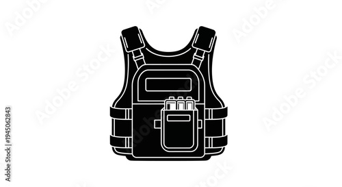 Tactical Vest Icon, Military Body Armor, Bulletproof Vest Silhouette, Security Gear
