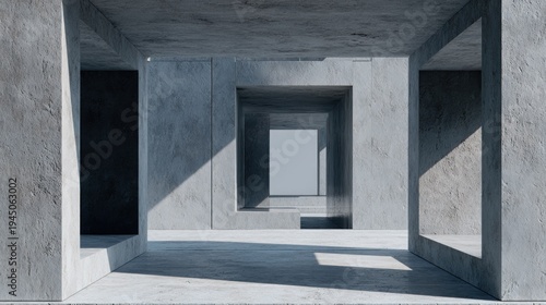 Abstract concrete structure with geometric shapes and minimalist design concept