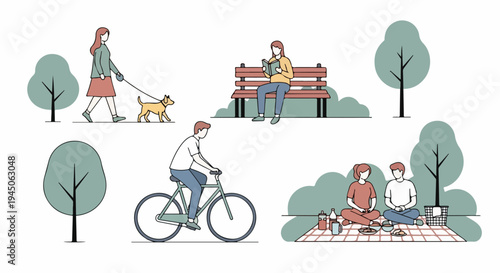 Modern Lifestyle Activities and Daily Routine Vector Illustration Set