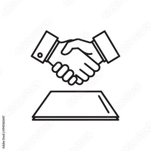 Handshake Agreement Outline Icon Business Deal and Contract Symbol