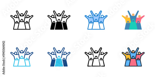 Group shopping icons set multiple style collection. Editable stroke 
