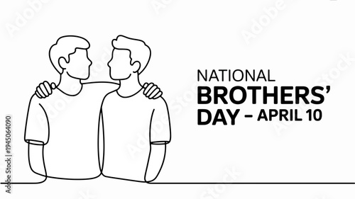 Brothers' day illustration two men with arms around each other national brothers' day april 10 friendship and love concept