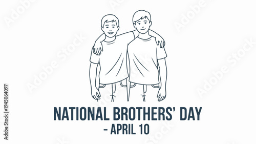 Brothers' day celebration with two happy brothers standing together in casual wear on april 10
