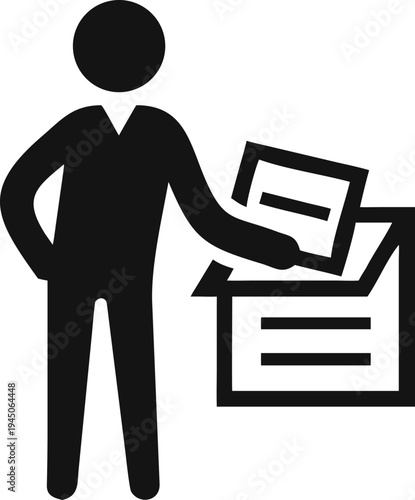 Professional worker depositing essential paperwork into an important designated inbox for processing