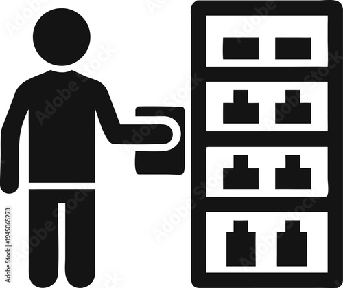 Retail worker efficiently stocks new products onto store shelves, optimizing merchandise display and organization