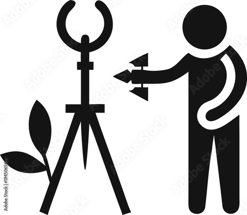 Scientist using specialized equipment to monitor plant growth, conducting precise ecological research and botanical experiments