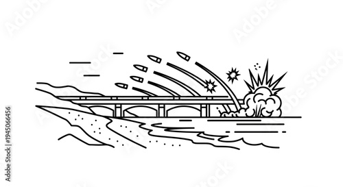 Bridge Under Attack: Explosions and Bullet Trails
