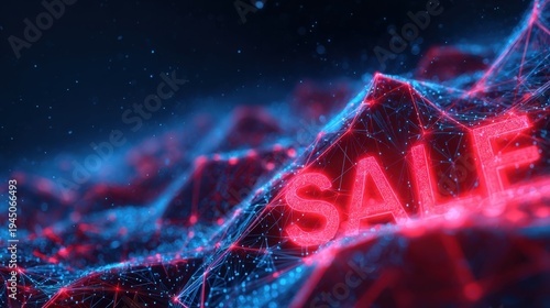 Abstract digital sale promotion, the image highlights the concept of a special offer in a visually striking way. ..Created with Generative AI, not depicting real subjects.
