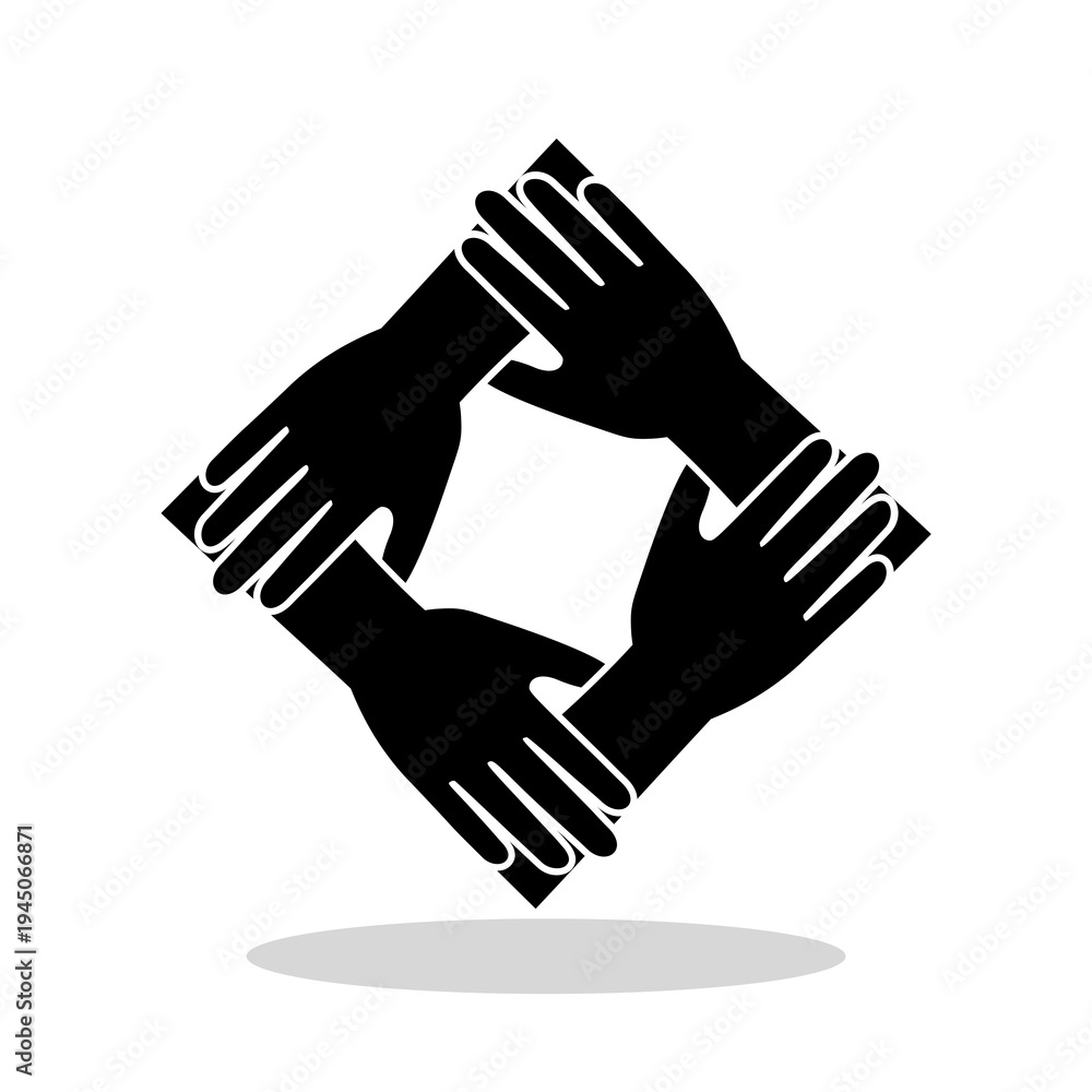 Obraz premium People putting their hands together icon with shadow