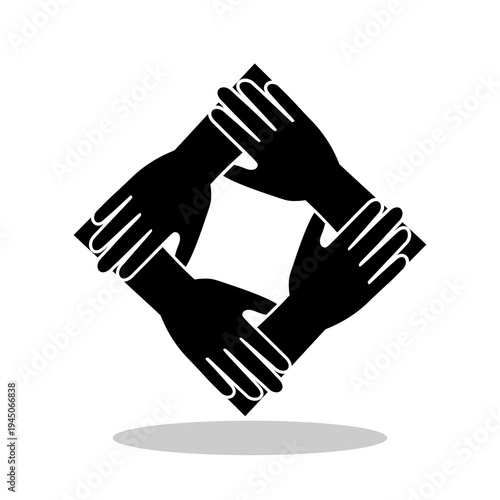 People putting their hands together icon with shadow