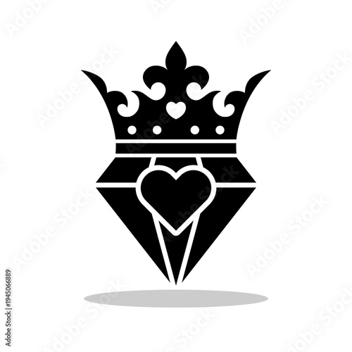 Crown Diamond Logo Icon with shadow