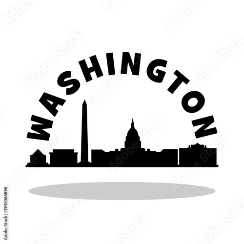 Washington dc skyline silhouette Icon with shadow