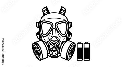 Gas Mask and Batteries Icon: Protection, Survival, and Power