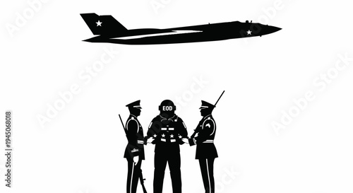 Military Jet Flies Over Soldiers in Formation