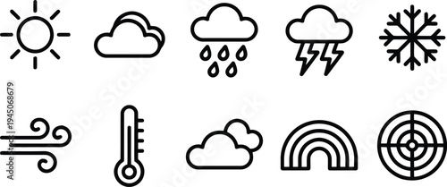 Set of 10 weather icons vector