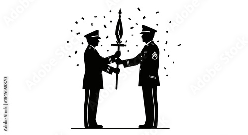 Military Ceremony: Passing the Baton of Command, Symbolizing Leadership Transfer and Succession