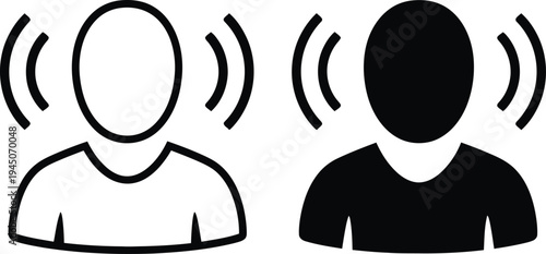 Two people communicating with sound waves