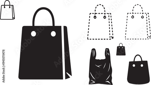 Set of 6 shopping bag icons vector
