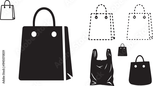 Set of 6 shopping bag icons vector