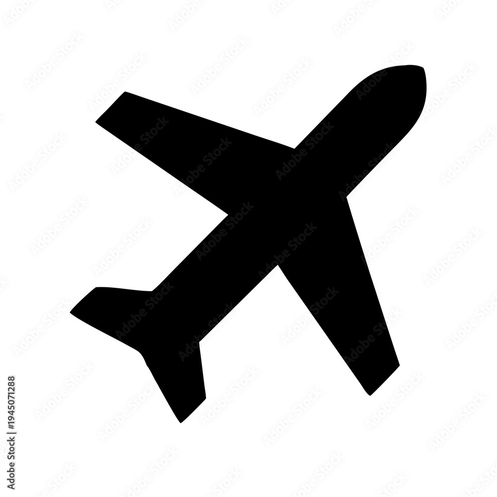 Obraz premium Black airplane icon on white background