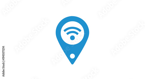 Blue Wi-Fi Location Map Pin Icon Isolated on White Background