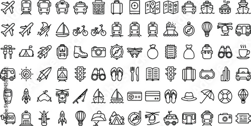 Set of 100 business and object icons vector