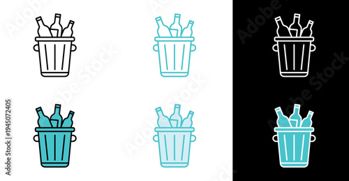 Trash can icon for waste management and sanitation in line and fill style
