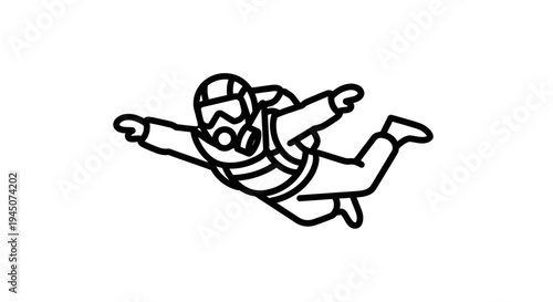 Skydiver Free Falling with Arms Outstretched, Wearing Goggles and Helmet