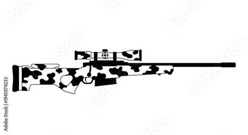 Sniper Rifle with Camouflage Pattern, Precision Weapon, Tactical Gear, Military Style