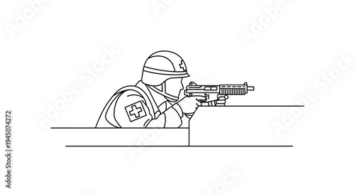 Soldier aiming pistol behind cover, military, tactical, combat, defense, protection, security