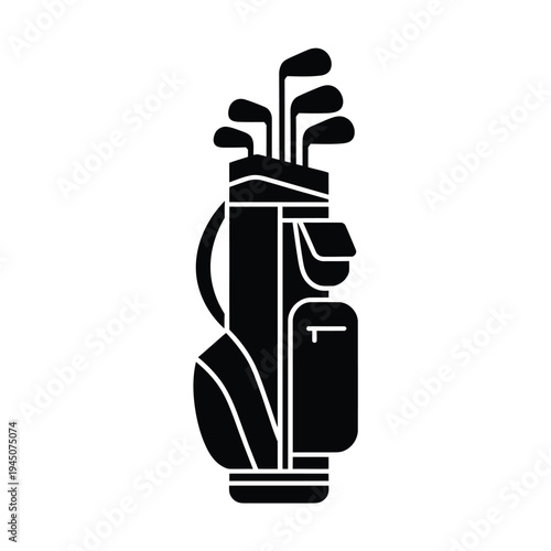 Black silhouette of a golf bag filled with various golf clubs
