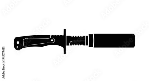 Tactical Knife Silhouette with Suppressor Attachment