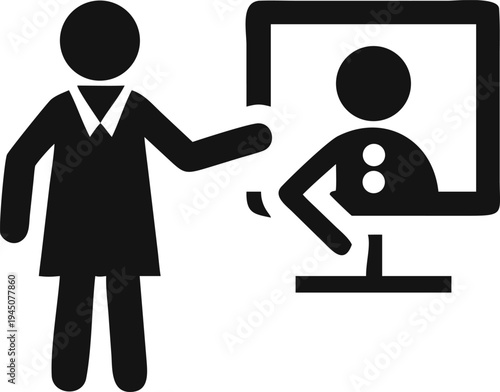 Professional Woman Conducting an Online Virtual Class or Presentation via Computer