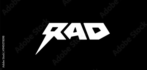 RAD edgy street style typography white lettering on black background, vector illustration