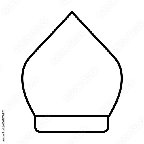 A simple, clean, black and white line drawing of a bishop's mitre, a ceremonial headdress worn by bishops.