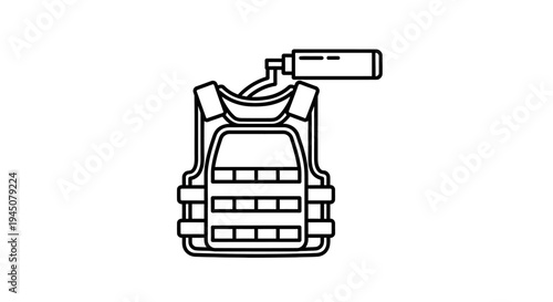 Tactical Vest with Hydration Pack Icon - Outline Vector Illustration