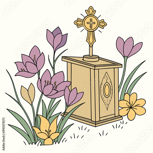 Religious Altar With Flowers Memorial Remembrance