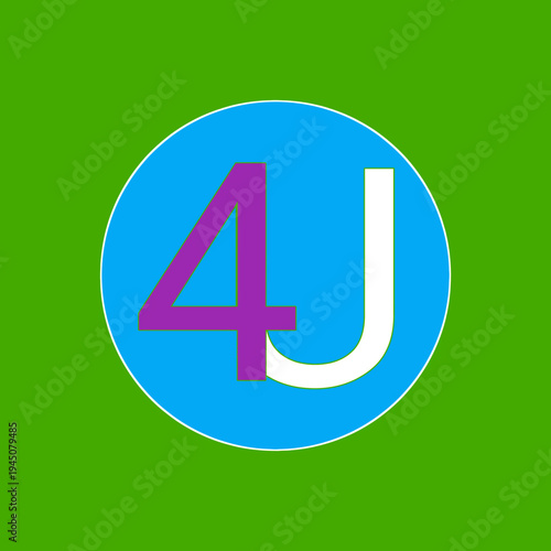 4U text icon with purple number four and white letter U on blue circle, for you symbol for gift and message